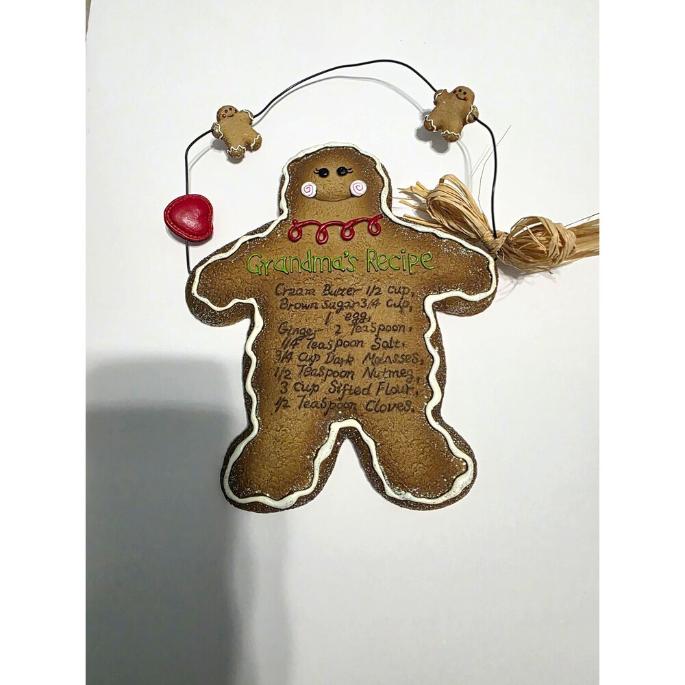 Gingerbread Man "Grandma's Recipe" Wall Hanging Country Kitchen Farm Decor 6"